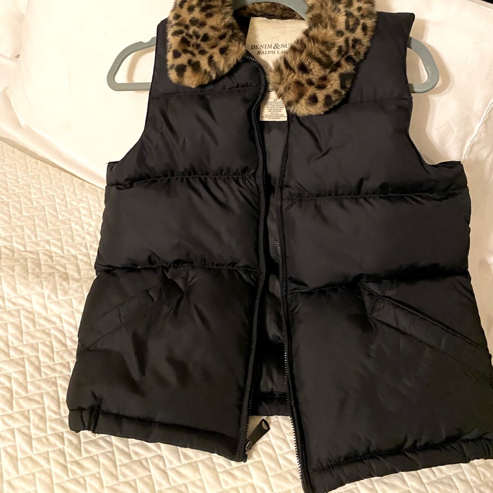 Ralph Lauren Puffy Vest with Leopard Fur Collar
